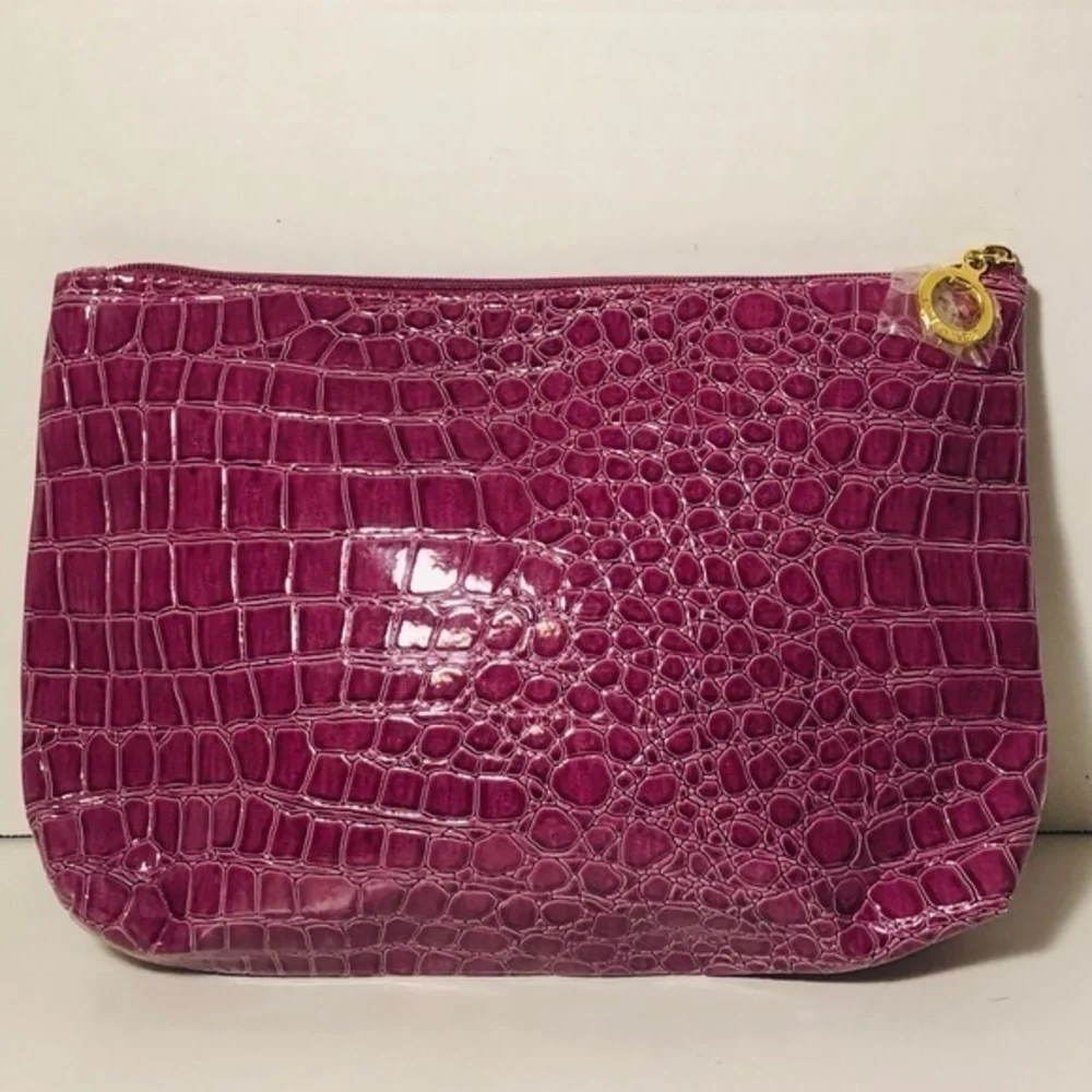 Estee Lauder Maroon Reptilian Makeup Bag NWOT